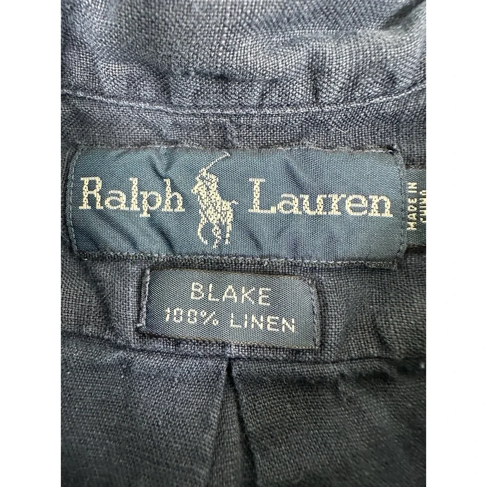 Polo Ralph Lauren Blue Pure Linen Blake VTG S/S Button Front Size XL